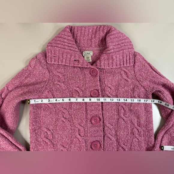 L.L. Bean Women’s Acrylic Wool Blend Sweater Button Fisherman Size Small Pink - Picture 3 of 10